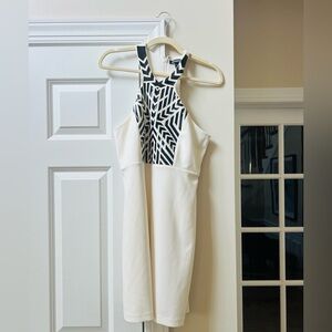 Express size Large White and Black Halter Sheath Mini Dress